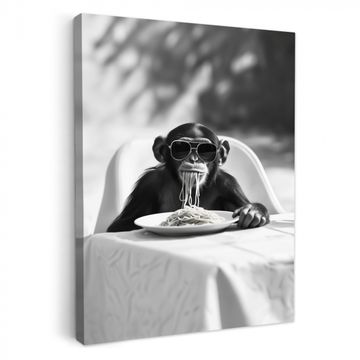 Tableau sur toile - Singe - Spaghetti - Lunettes de soleil - Noir et blanc - Cool - Animal