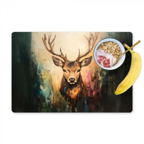 Cerf - peint - bois - brun