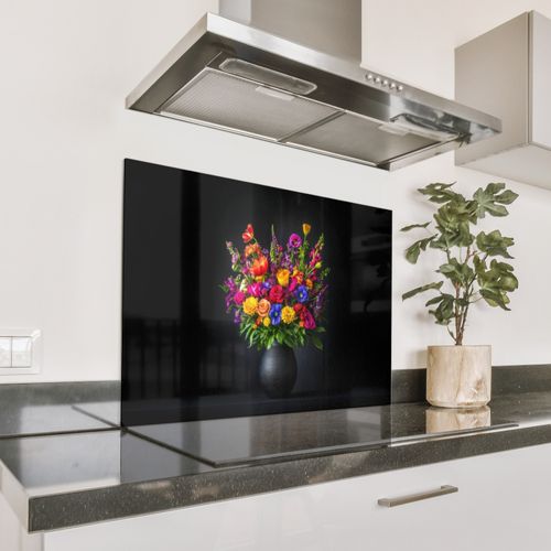 Fond de hotte - Couleurs vives - Fleurs - Vase
