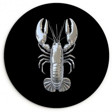 Tableau rond - Homard - Argent - Métallique - Luxe