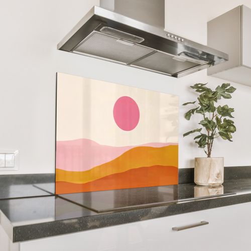 Fond de hotte - Soleil - Collines - Abstrait - Rose