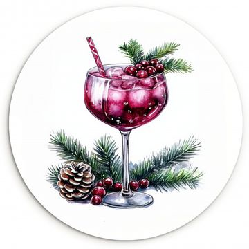 Tableau rond - Hiver - Cocktail - Décoration - Boissons - Noël