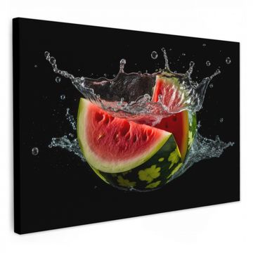 Tableau sur toile - Pastèque - Noir - Eau - Fruit - Melon