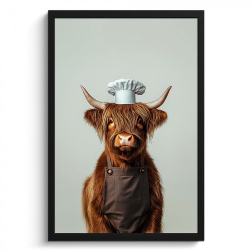 Cadre Photo - Highlander écossais - Marron - Cornes - Vêtements de cuisinier
