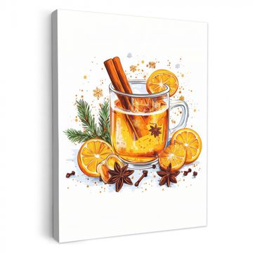Tableau sur toile - Chaud - Thé - Orange - Cannelle