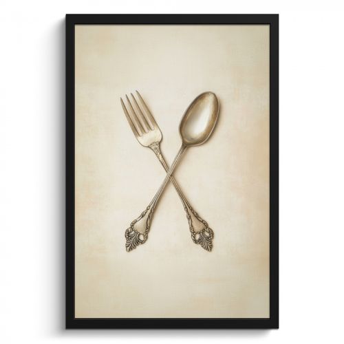Cadre Photo - Beige - Vintage - Couverts