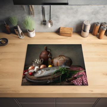 Protection plaque induction - Nature morte au poisson et à l'huile d'olive