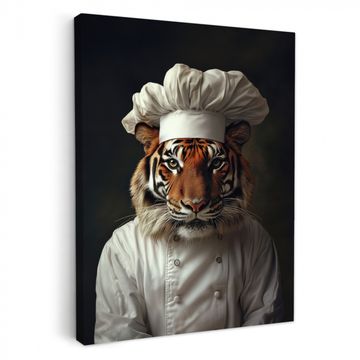 Tableau sur toile - Tiger - Vêtements de chef - Marron