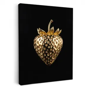 Tableau sur toile - Fraise - Or - Noir - Chrome