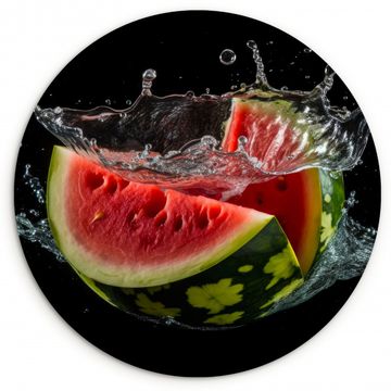 Tableau rond - Pastèque - Noir - Eau - Fruit - Melon