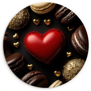 Tableau rond - Macarons - Rouge - Coeur