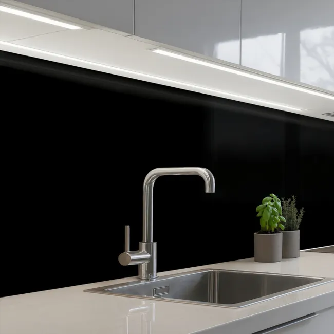Zwart - Effen kleur keuken achterwand 2 middel 871 -3d_schuin