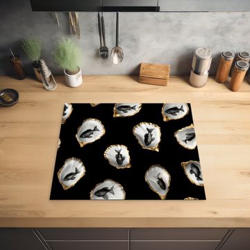 Protection plaque induction - Huîtres - Noir - Poisson - Or