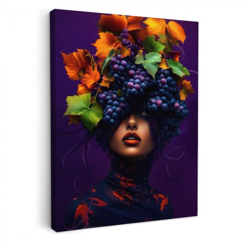 Tableau sur toile - Femme - Pourpre - Raisins