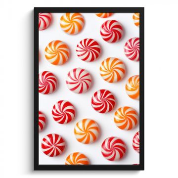 Cadre Photo - Bonbons - Motif - Rouge - Orange