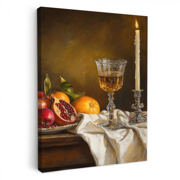 Tableau sur toile - Fruit - Nature morte - Vin - Bougie