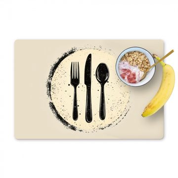 Sets de table - Noir - Couverts - Rond