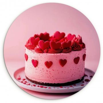 Tableau rond - Gâteau - Coeur - Rose