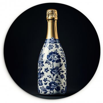 Tableau rond - Champagne - Fleurs - Or - Chic