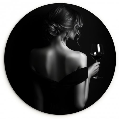 Tableau rond - Femme - Vin - Robe