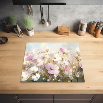 Protection plaque induction - Champ de fleurs - Teintes claires - Peintures