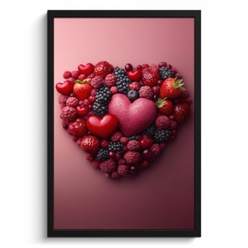 Cadre Photo - Fruits - Coeurs - Fraises - Framboises - Myrtilles