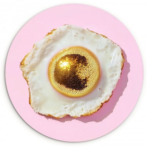 Tableau rond - Œuf - Disco - Petit déjeuner - Paillettes