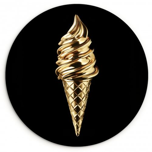 Tableau rond - Glace - Or - Noir - Alimentation
