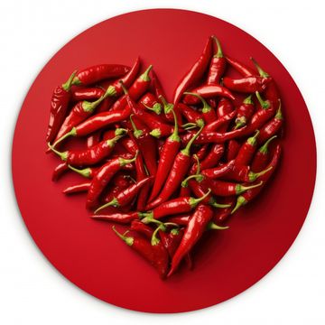 Tableau rond - Poivrons - Rouge - Coeur