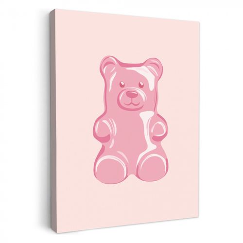 Tableau sur toile - Ours - Rose - Bonbons