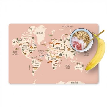 Sets de table - Carte du monde - Chambre d'enfant - Dino's - Filles - Enfants - Rose