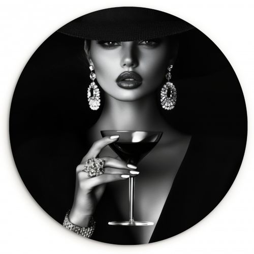 Tableau rond - Femme - Cocktail - Chic