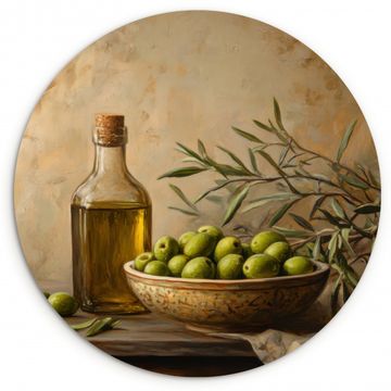 Tableau rond - Olives - Nature morte - Vintage