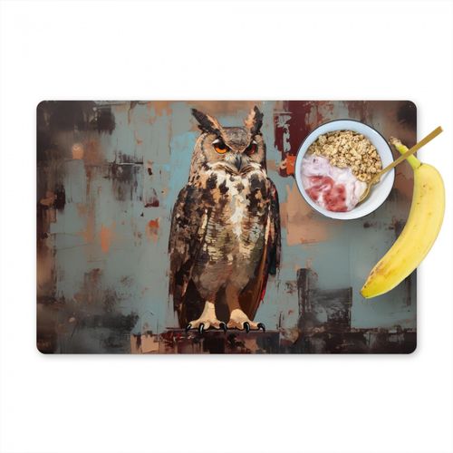 Peint - Abstrait - Hibou - Marron