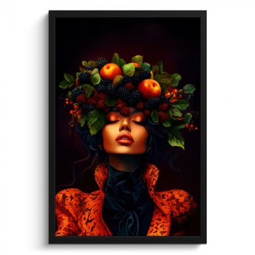 Cadre Photo - Femme - Noir - Baies - Pommes