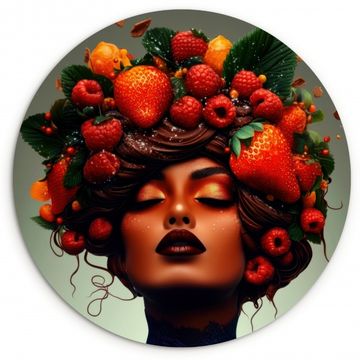 Tableau rond - Femme - Chocolat - Framboises - Fraises - Biscuits