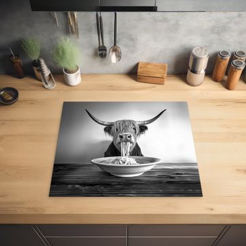 Protection plaque induction - Highlander écossais - Spaghetti - Animaux - Noir et blanc