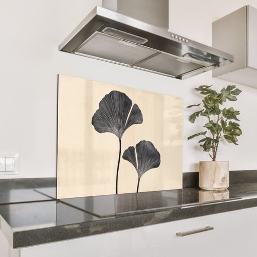 Fond de hotte - Feuilles - Minimaliste - Noir