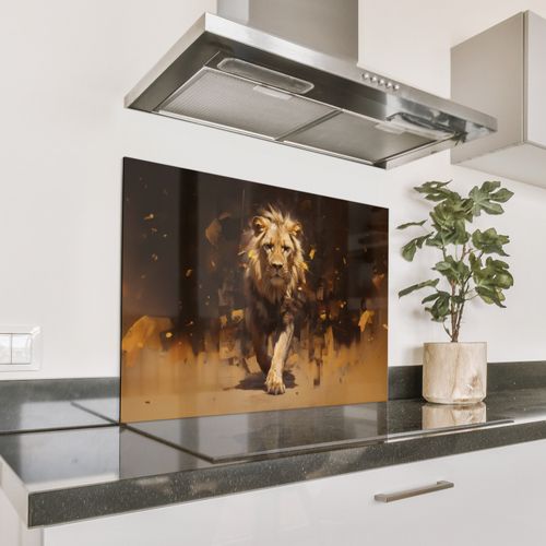 Lion - Peint - Abstrait - Or