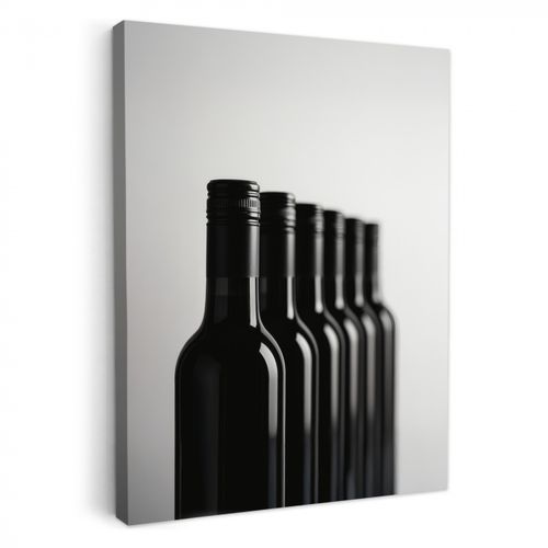 Tableau sur toile - Bouteilles de vin - Noir - Minimaliste