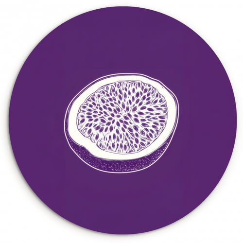 Tableau rond - Fruit de la passion - Graines - Violet - Minimaliste