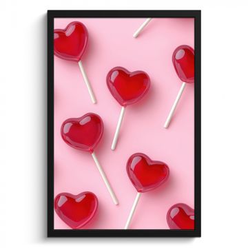 Cadre Photo - Sucettes - Coeurs - Rose