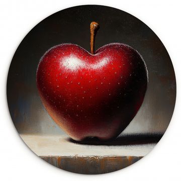 Tableau rond - Pomme - Coeur - Rouge