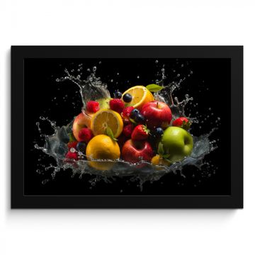 Cadre Photo - Fruits - Pomme - Orange - Fruits rouges - Eau