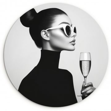 Tableau rond - Femme - Champagne - Moderne