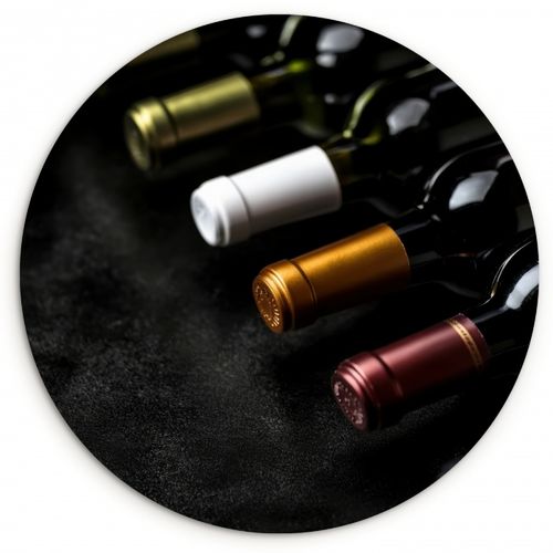 Tableau rond - Vin - Bouteilles - Variété - Saveurs