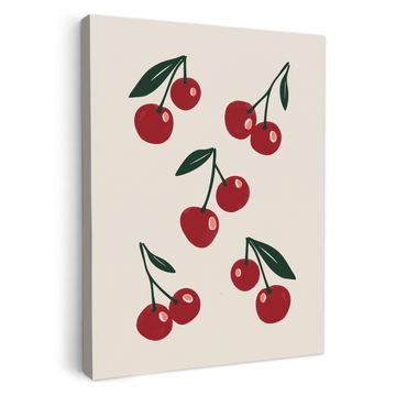 Tableau sur toile - Cerises - Feuilles - Rouge
