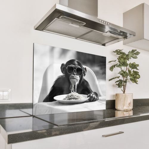 Fond de hotte - Singe - Spaghetti - Lunettes de soleil - Noir et blanc - Cool - Animal