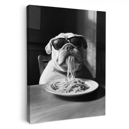 Tableau sur toile - Chien - Bouledogue - Lunettes - Dur - Animaux