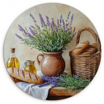 Tableau rond - Lavande - Pain - Nature morte